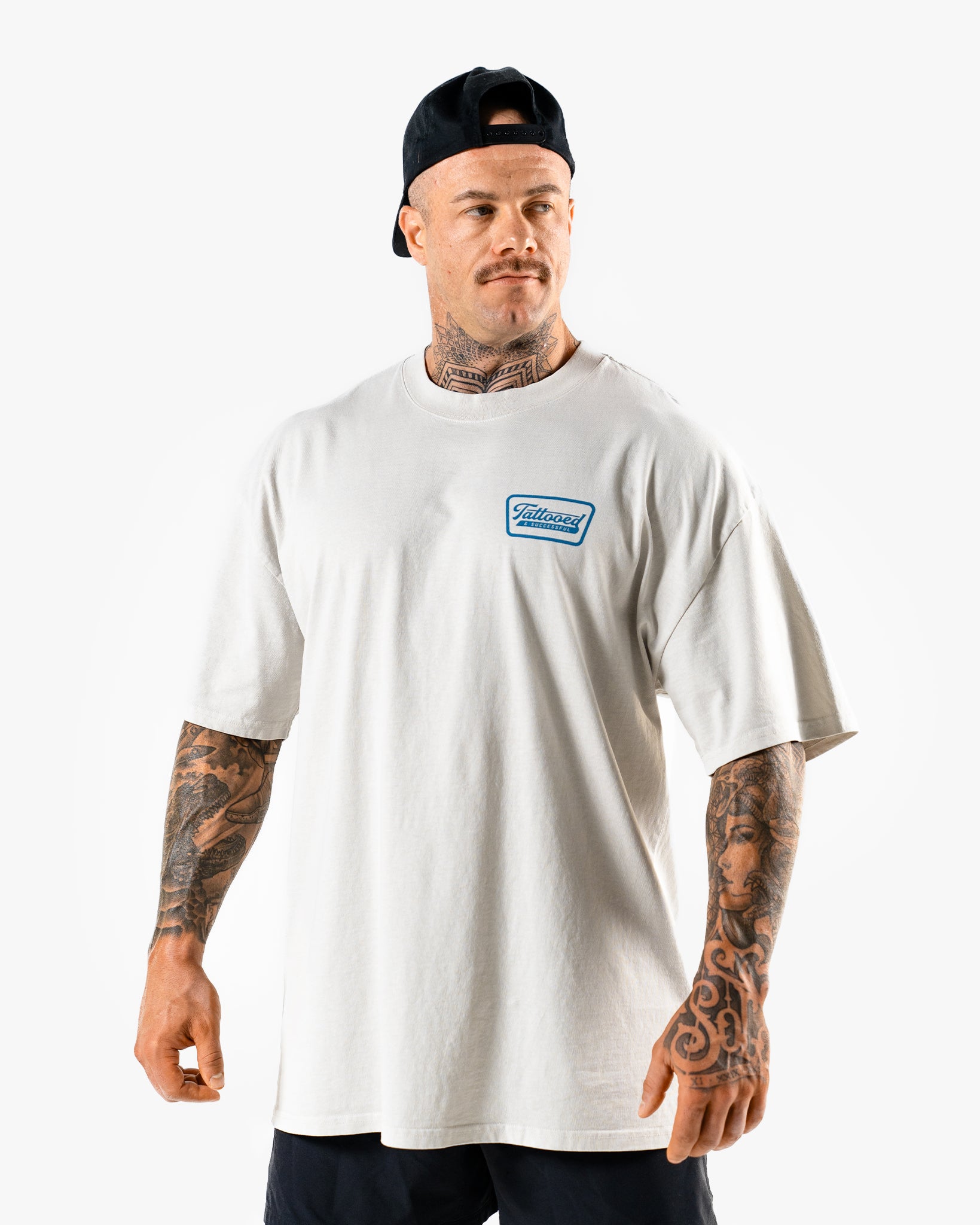 Oversize Vintage Tee - Bone w/ Blue